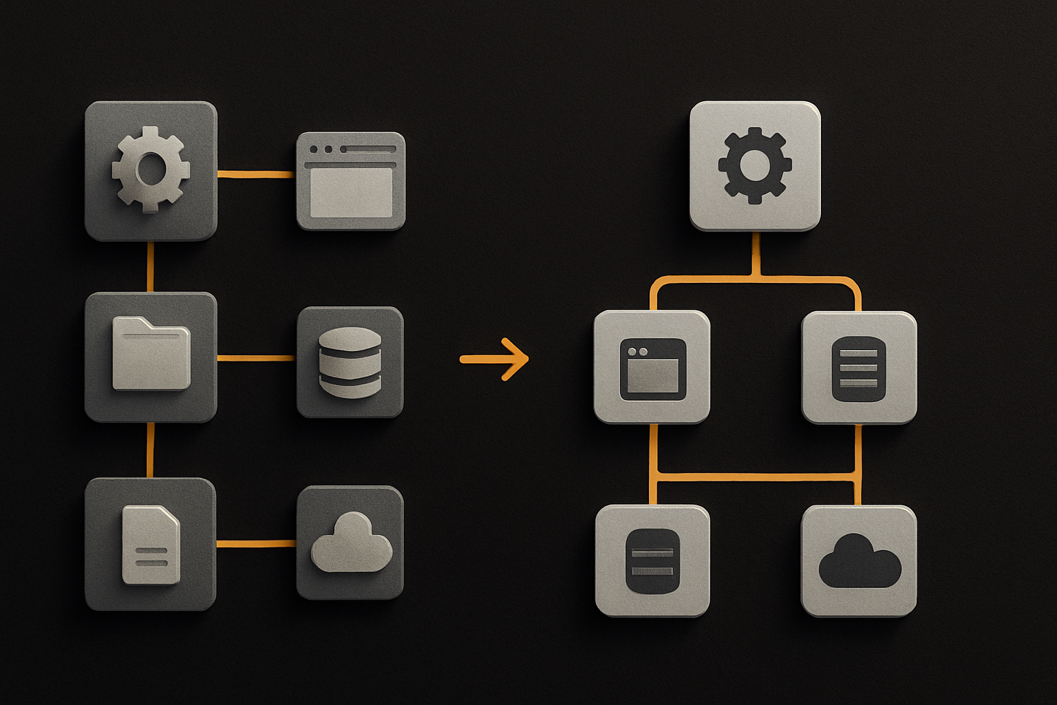 an agent's read path on "add a settings screen" — left, a 200-file repo with seven name co