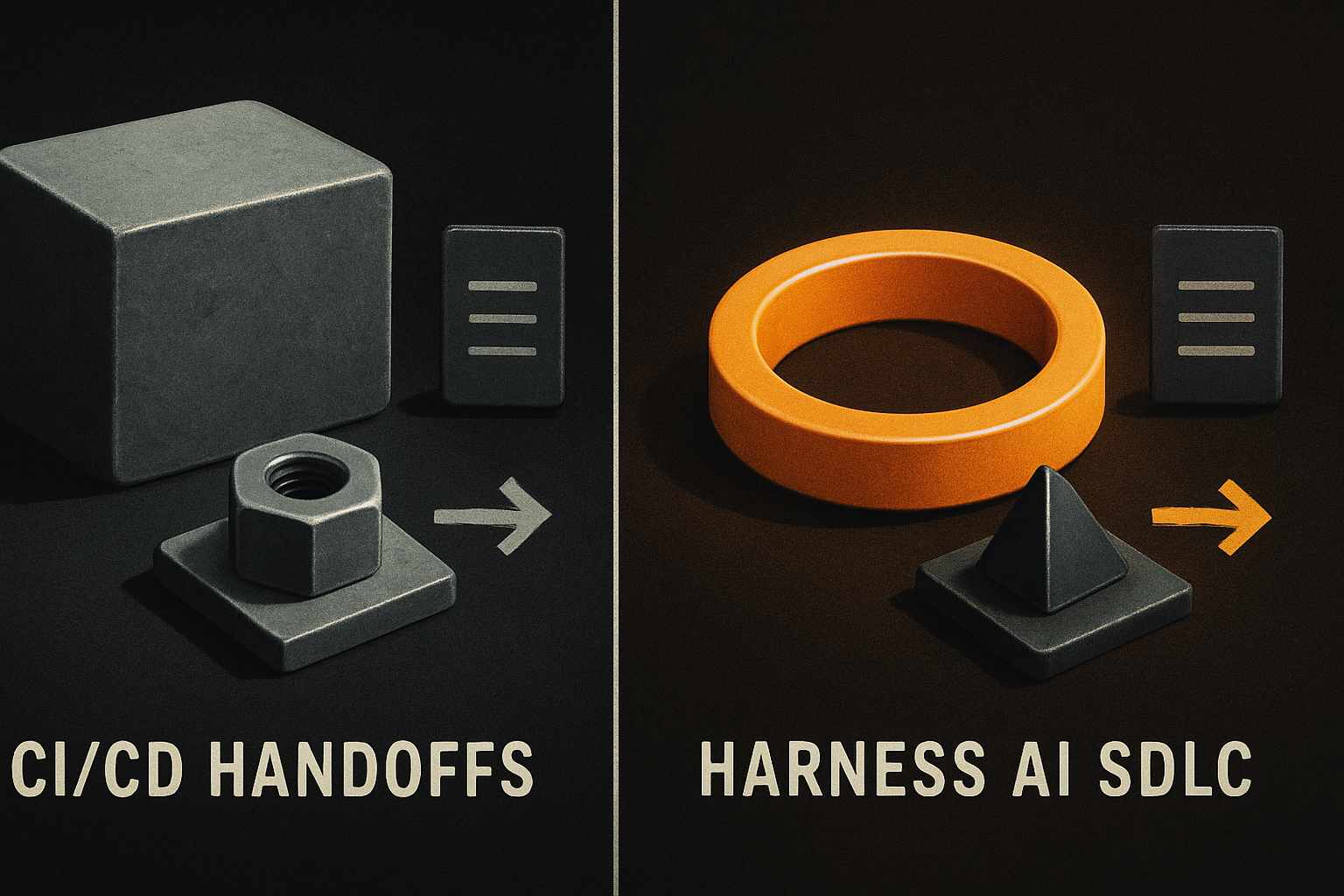 traditional CI/CD handoffs vs Harness AI SDLC loop