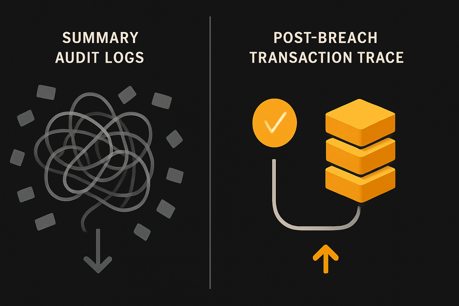 summary audit logs vs post-breach transaction trace