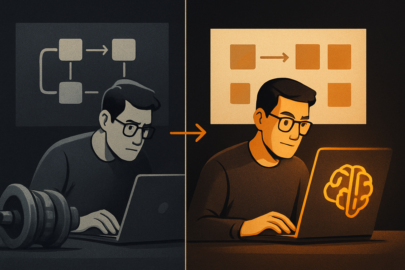 workflow without AI tooling vs workflow with AI tooling — same engineer, same product, sam