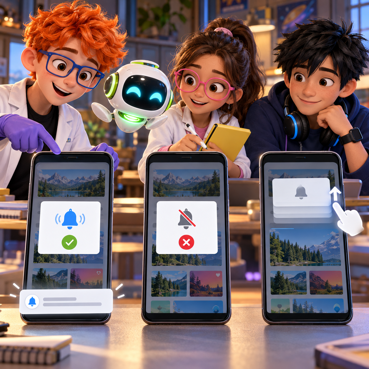 Dex and Nova review allow, deny, and dismissed notification permission outcomes while the app remains usable.