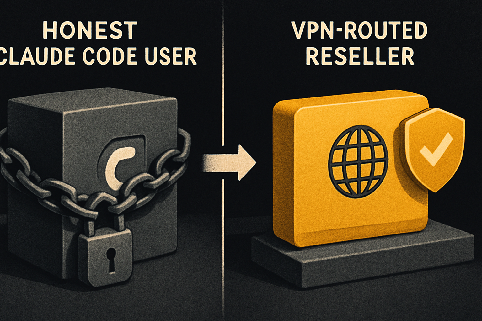 honest Claude Code user vs VPN-routed reseller