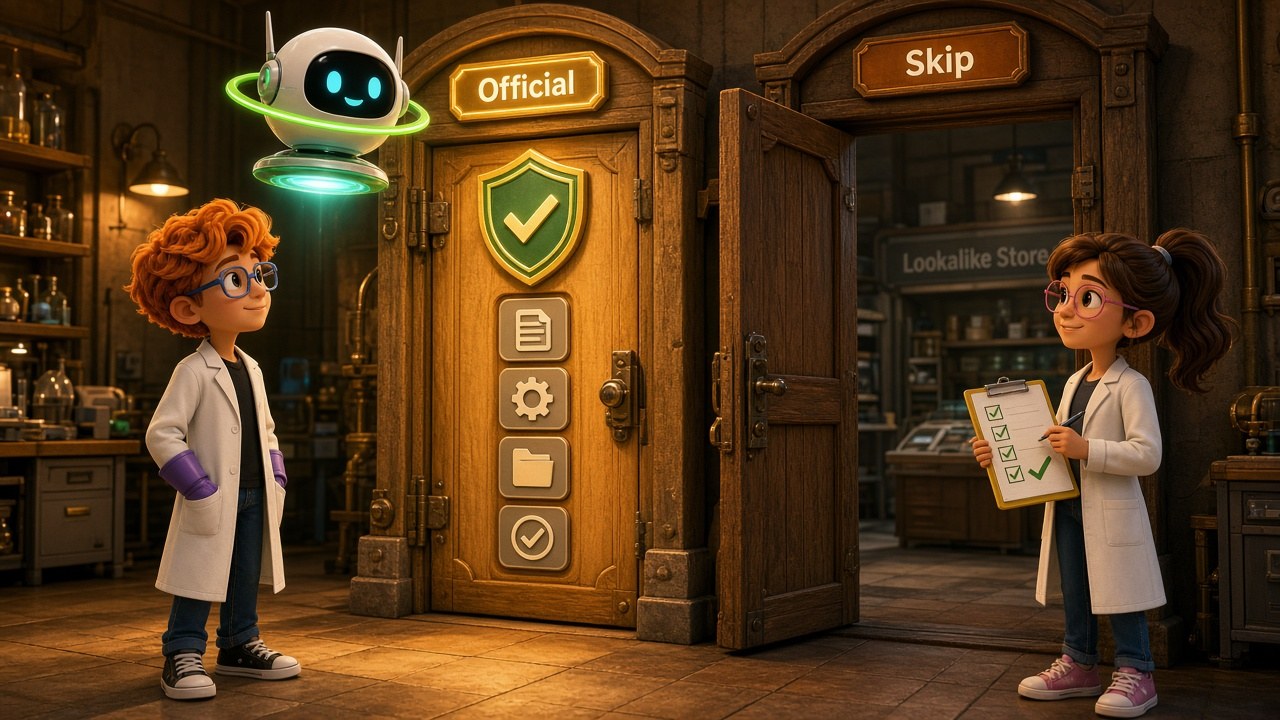 Choose the official harness install path; skip lookalike storefronts