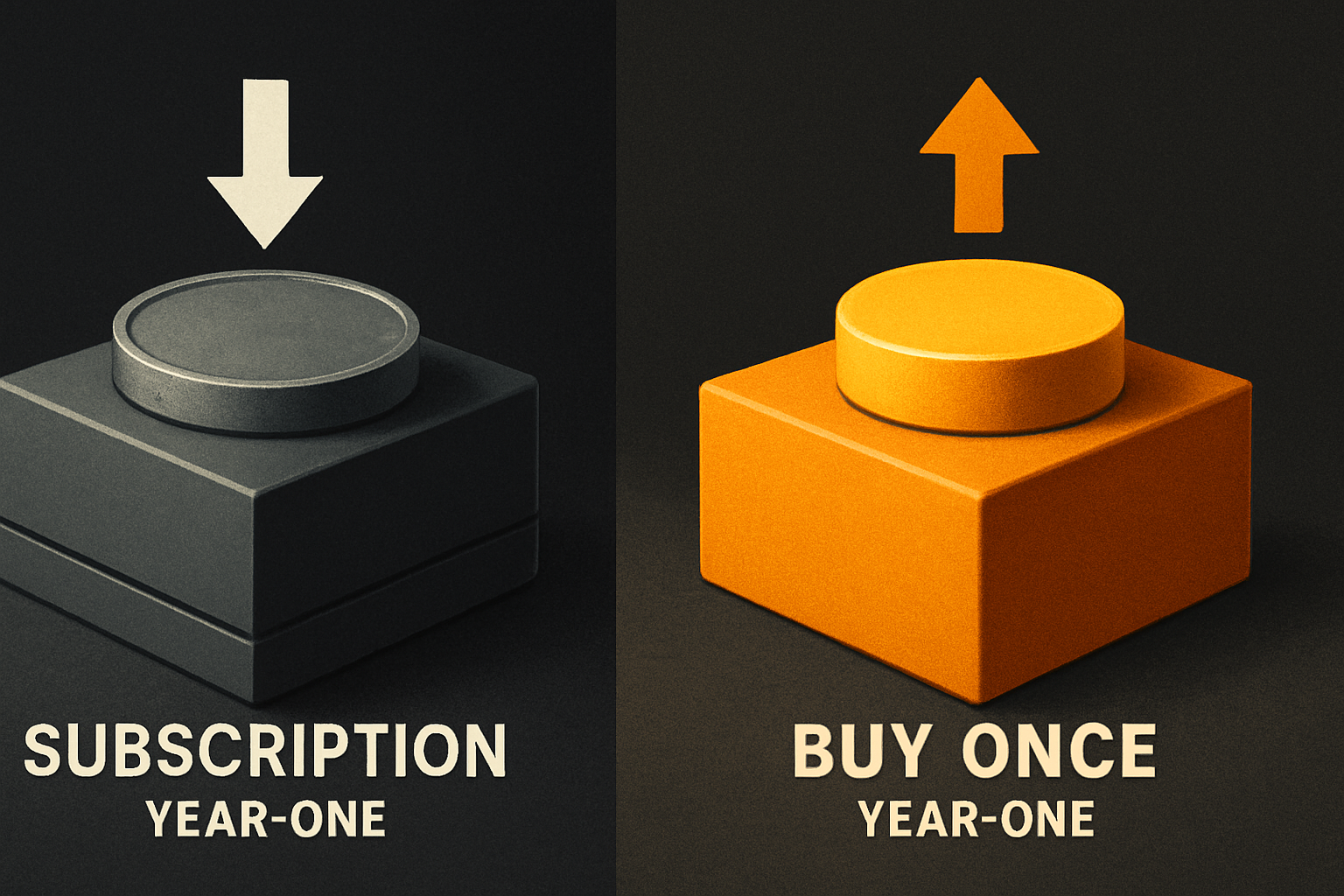 subscription year-one cost vs buy-once year-one cost