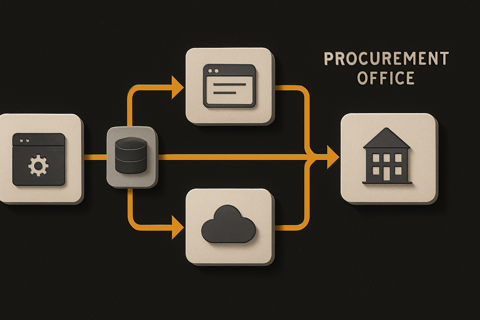 developer's terminal ↔ procurement office — two votes, two criteria, one company