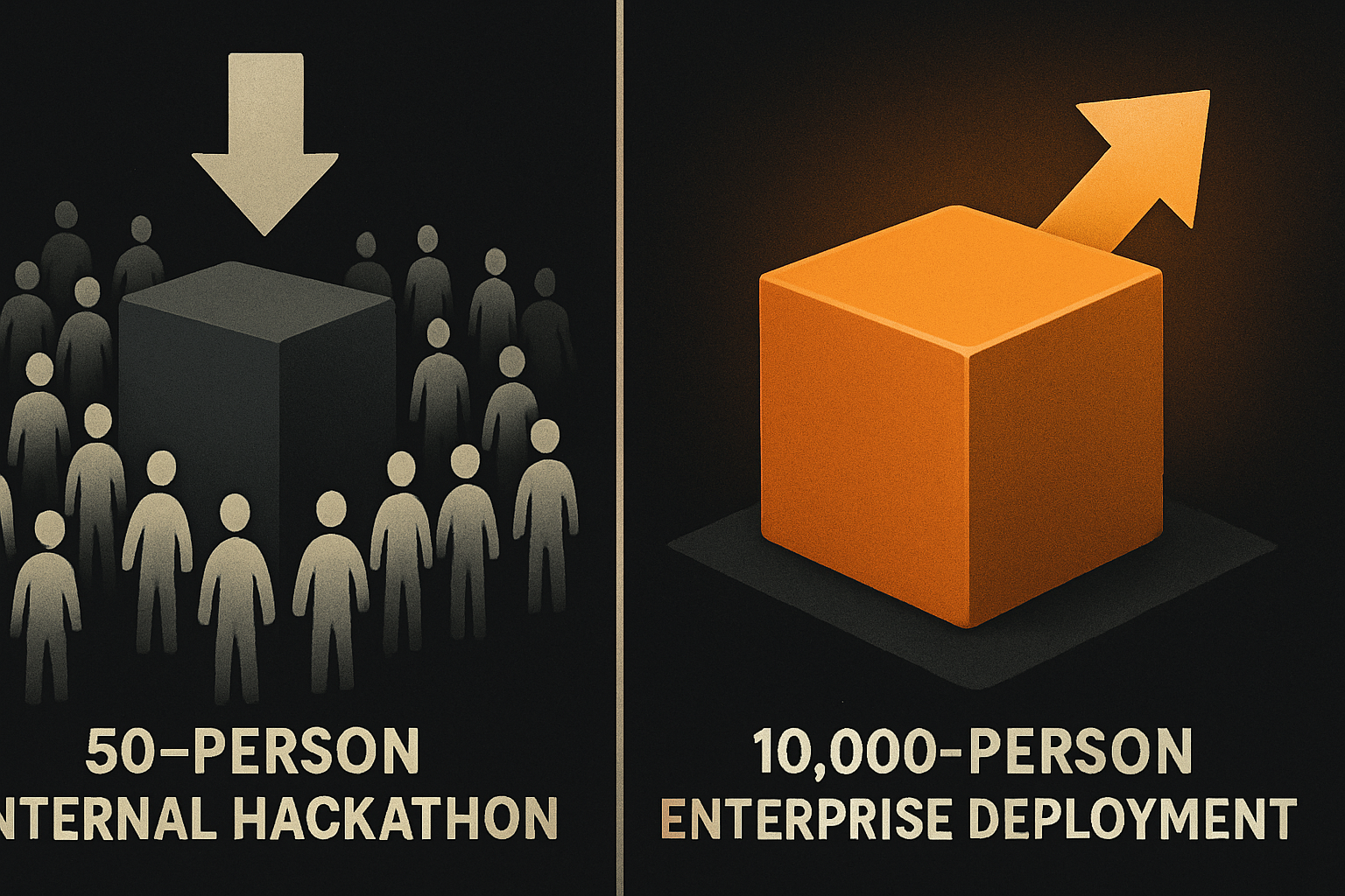 50-person internal hackathon vs 10,000-person enterprise deployment
