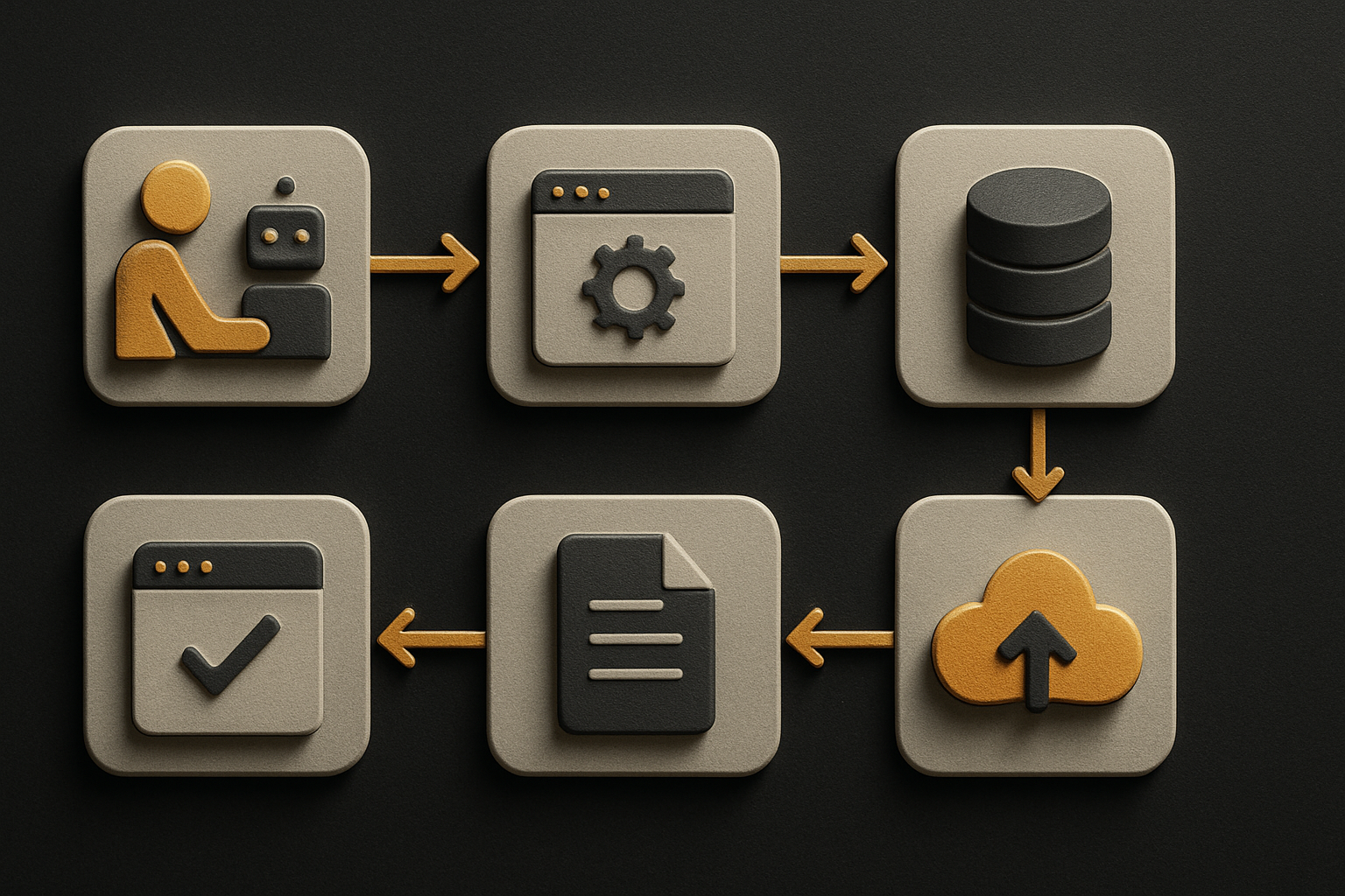developer writes with AI assistant → PR opened → CI runs build, unit tests, DAST scan → fi