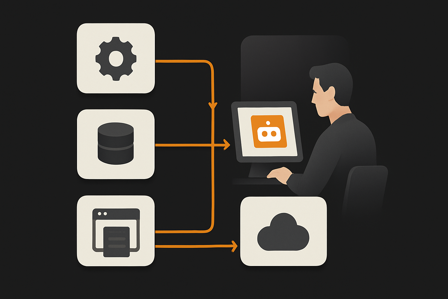developer sitting at the Copilot desktop app, orchestrating several agent sessions from on