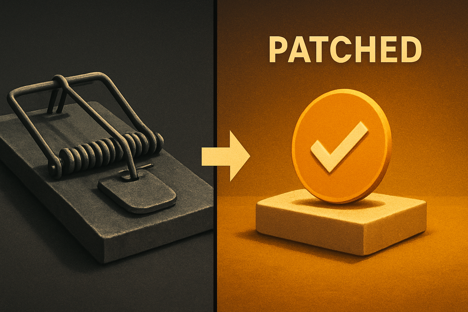 post-patch workflow vs pre-patch workflow — version pin + OIDC tokens + reviewed hooks + I