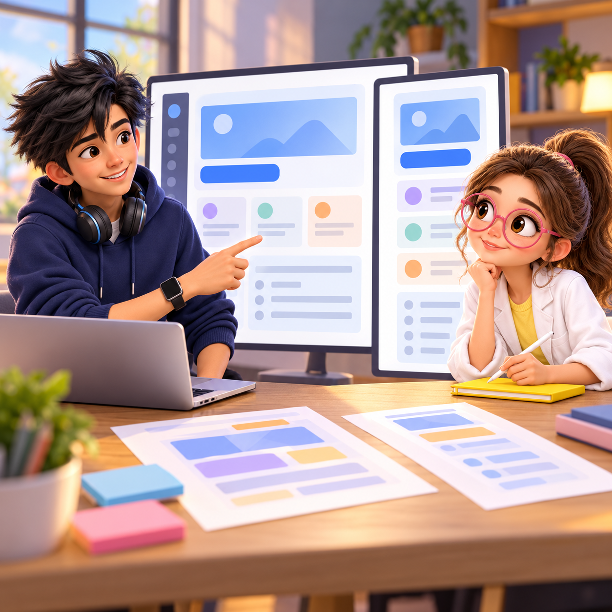 A dashboard is reviewed at wide and narrow sizes against the same hierarchy brief.