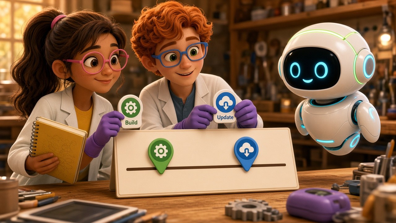 Dex and Luna compare Build vs Update release markers without fabricating scores