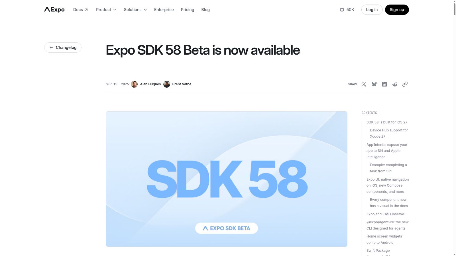 Expo SDK 58 beta changelog — captured 2026-09-17 from https://expo.dev/changelog/sdk-58-beta
