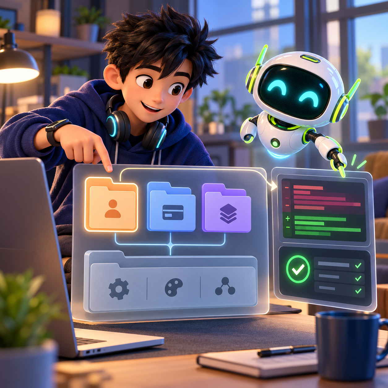Byte and Nova review a focused code diff and passing checks before an agent handoff
