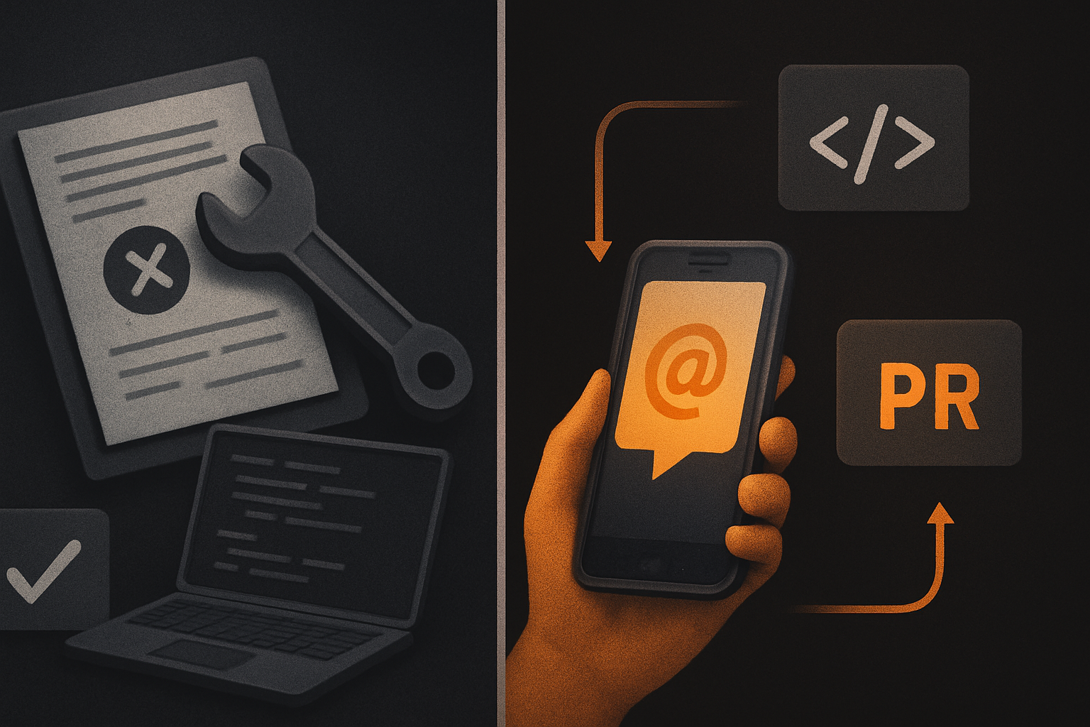 manual triage-to-PR cycle (read thread, open IDE, paste error, write fix, run tests, push,