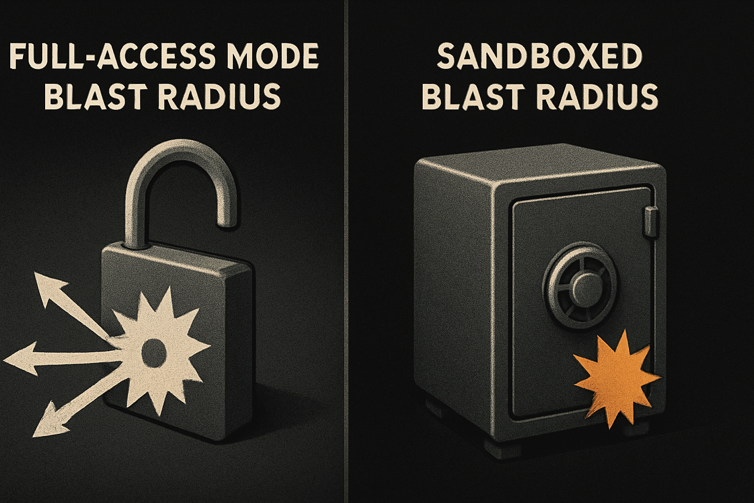 full-access mode blast radius vs sandboxed blast radius