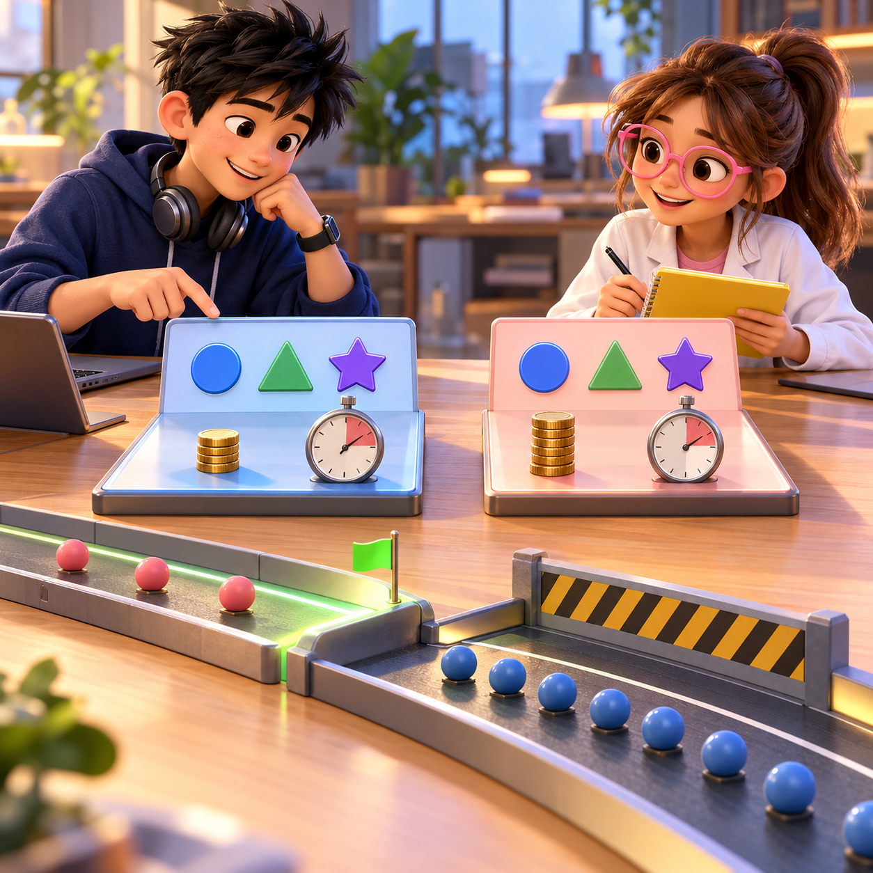 Byte and Luna compare two evaluation benches using output checks, cost, and latency before advancing a small canary cohort.