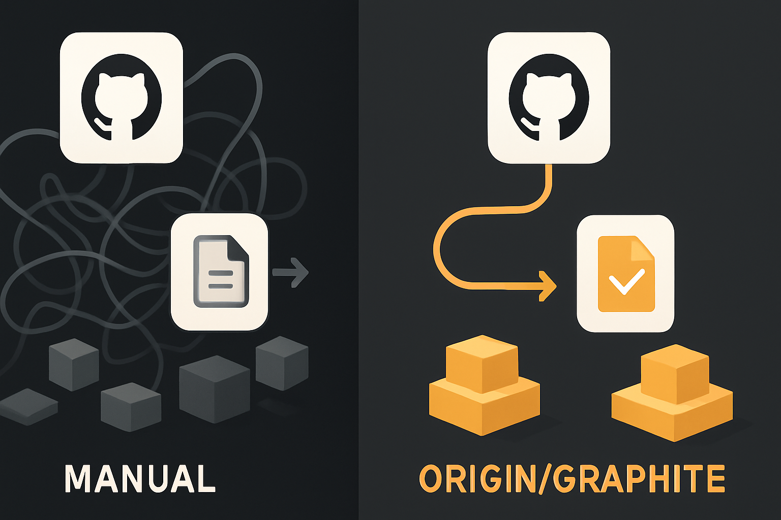 manual GitHub PR flows vs Origin/Graphite automated review and merge queues