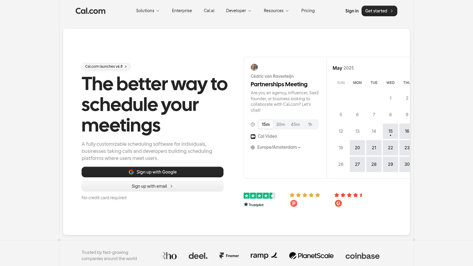 Cal.com public scheduling product page
