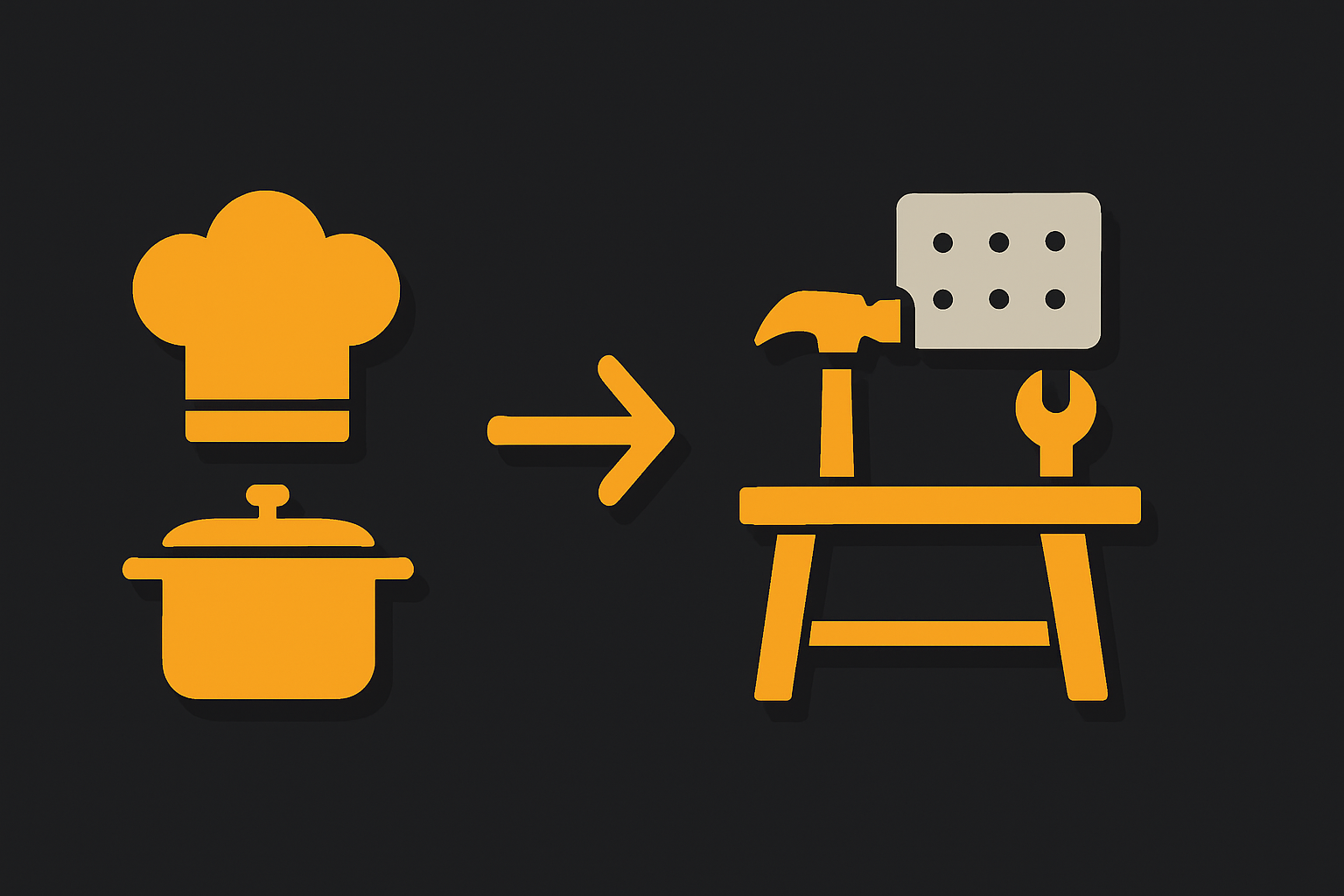 restaurant analogy — chef’s kitchen vs DIY table