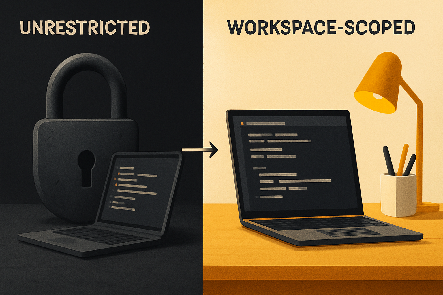 unrestricted coding agent vs workspace-scoped coding agent