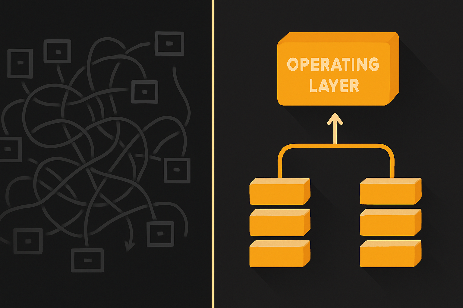 maintaining scattered agent pipelines vs a single unified Operating Layer feeding all agen