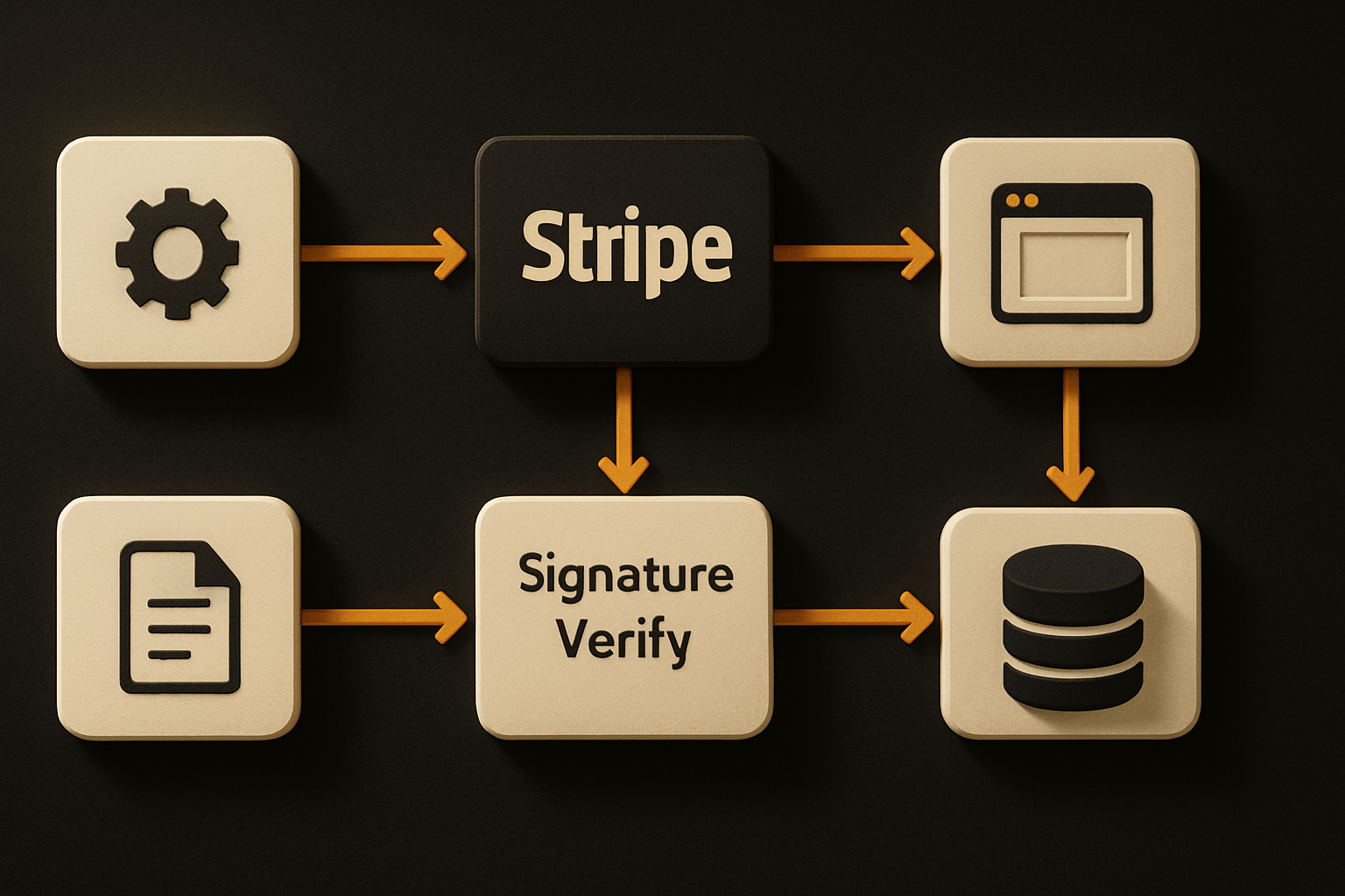 request flow for a Stripe webhook — checkout → Stripe → /api/stripe/webhook → signature ve