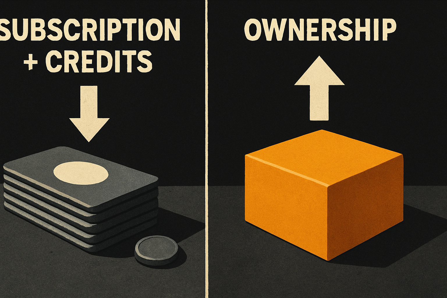 subscription + credits curve vs flat ownership