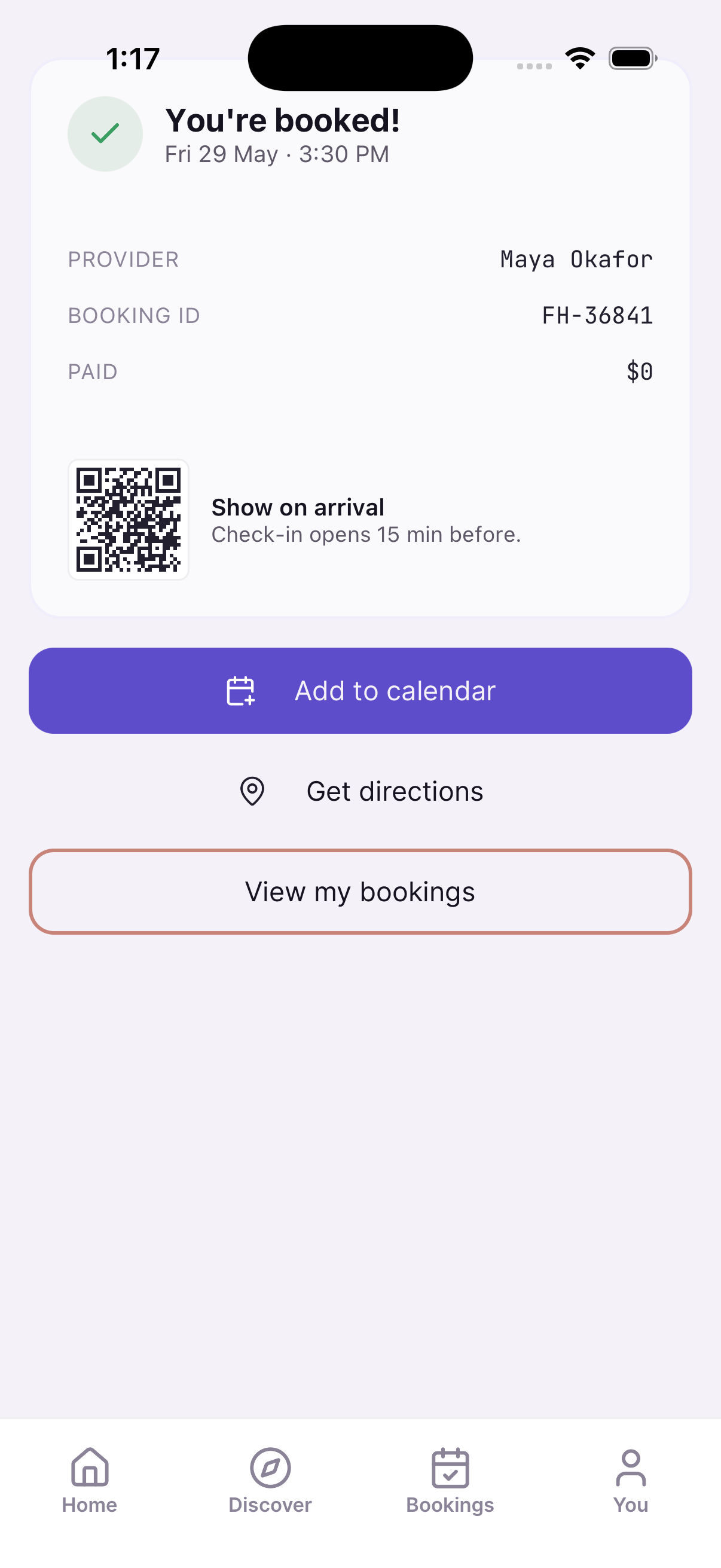 Booking Ticket · QR