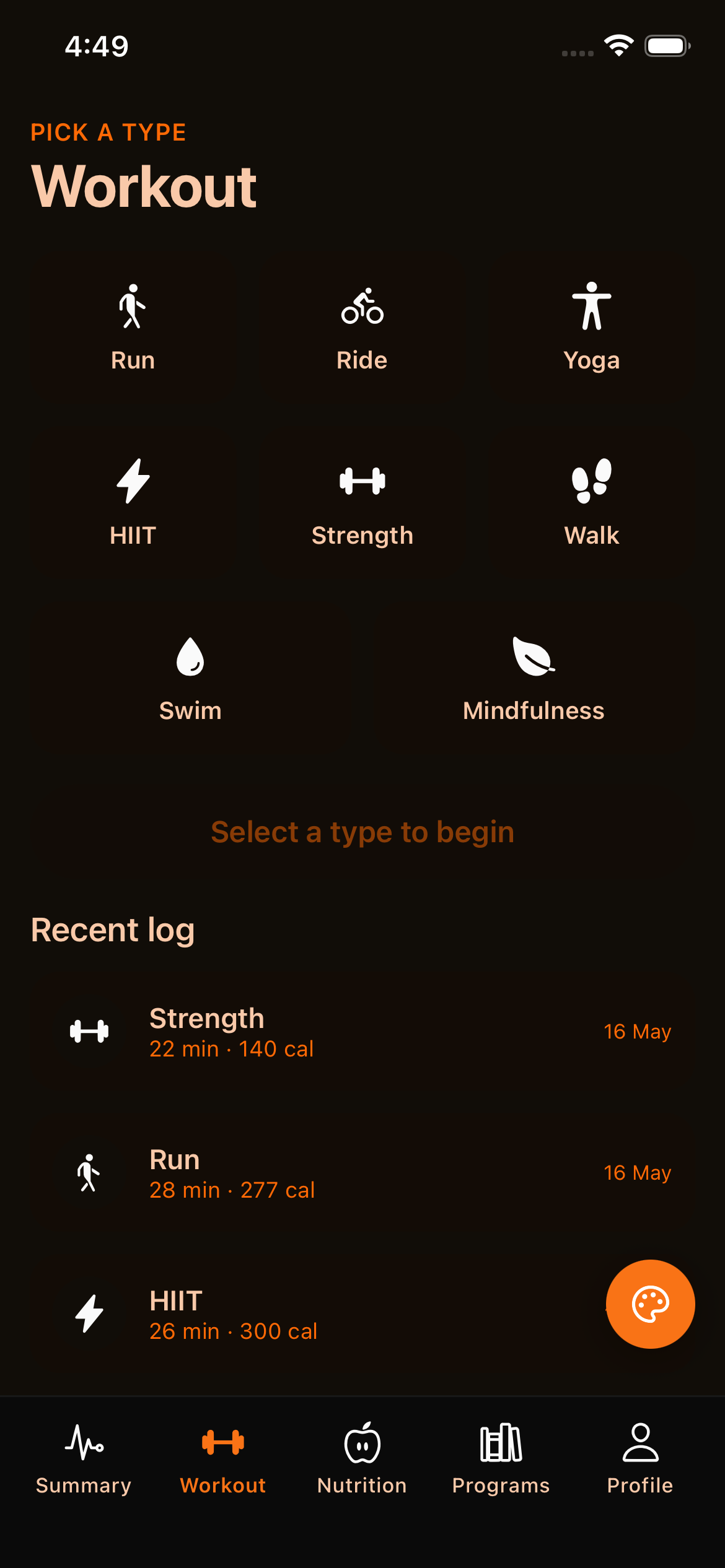 Start a Workout
