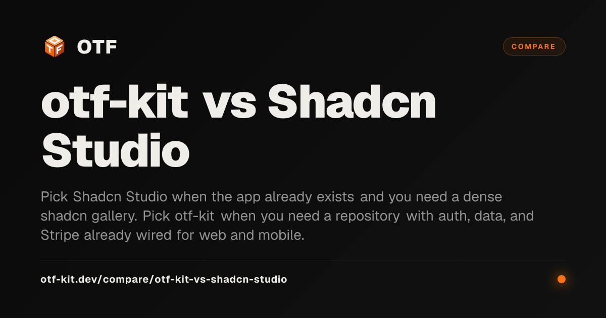 otf-kit vs Shadcn Studio: what lands in the repo on day one